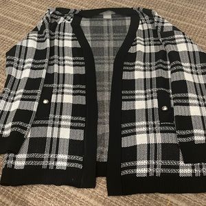 Lark + Grey, Black & White Plaid Cardigan. Size XL